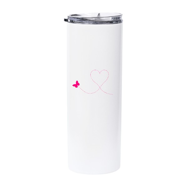 Stainless glowing mug with straw s potiskem Butterfly with a heart