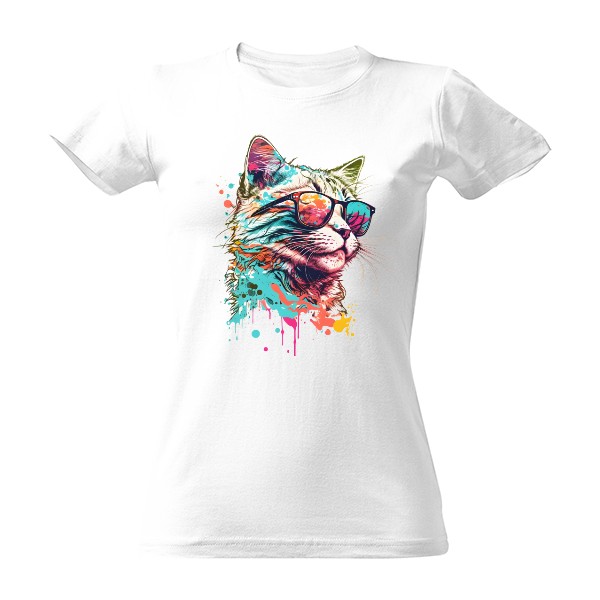 T-shirt Colorful cat with glasses