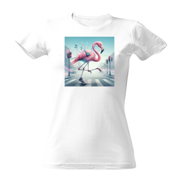 Crazy flamingo on the crossing