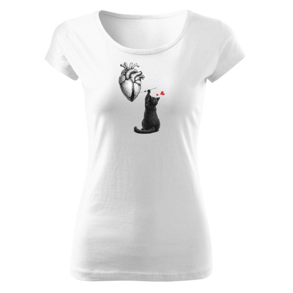Tričko s potiskem Kočka se srdcem 
